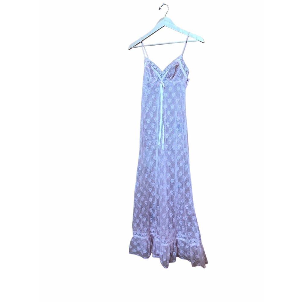 Vintage Val Mode Lingerie Peignoir Negligee Set‎ Sheer Robe Pink Petite S